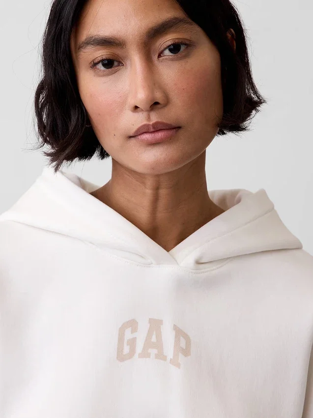 Felpa con cappuccio oversize corta con logo Vintagesoft