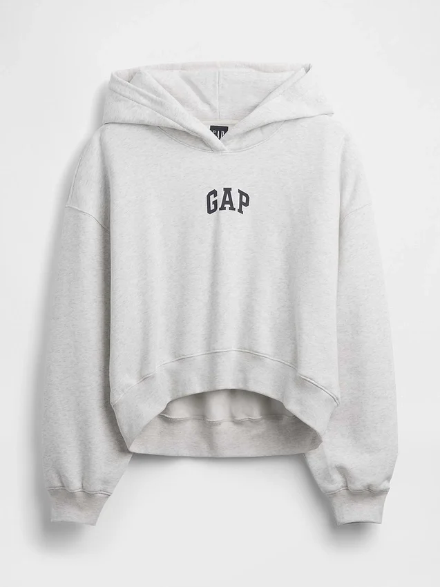 Felpa con cappuccio oversize corta con logo Vintagesoft