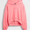 Felpa con cappuccio oversize corta con logo Vintagesoft