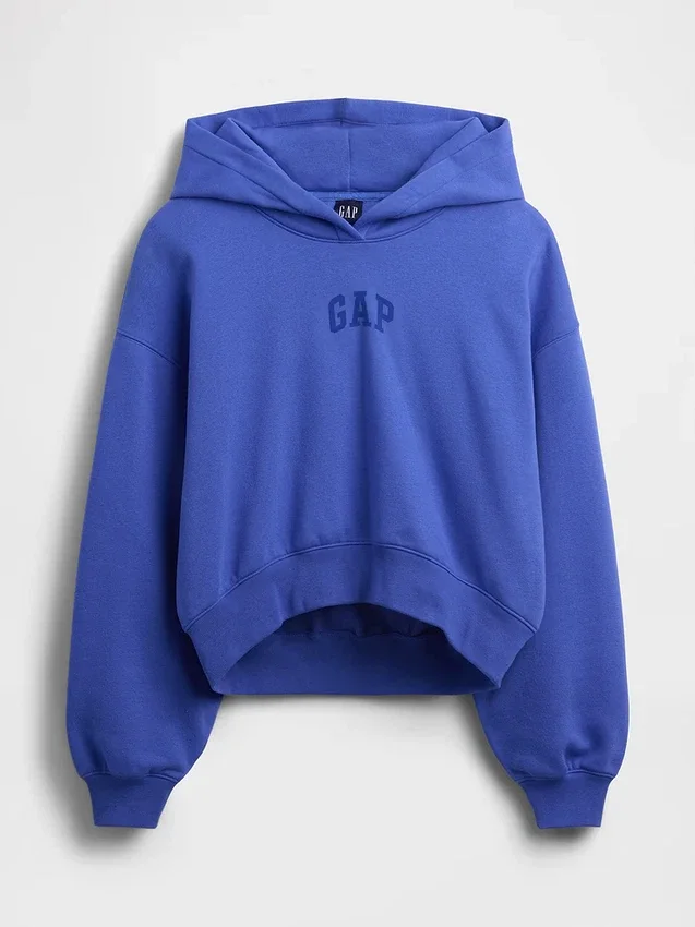 Felpa con cappuccio oversize corta con logo Vintagesoft