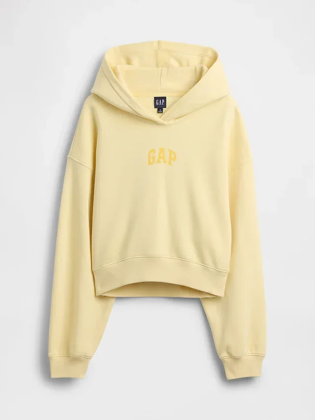 Felpa con cappuccio oversize corta con logo Vintagesoft