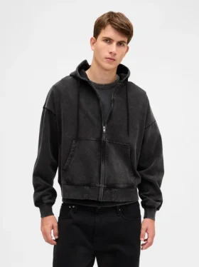 Felpa con cappuccio oversize corta e pesante per adulti