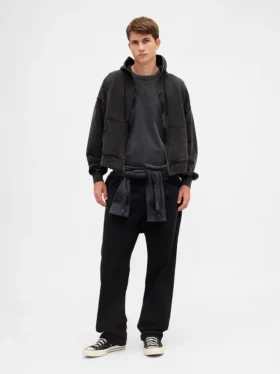 Felpa con cappuccio oversize corta e pesante per adulti