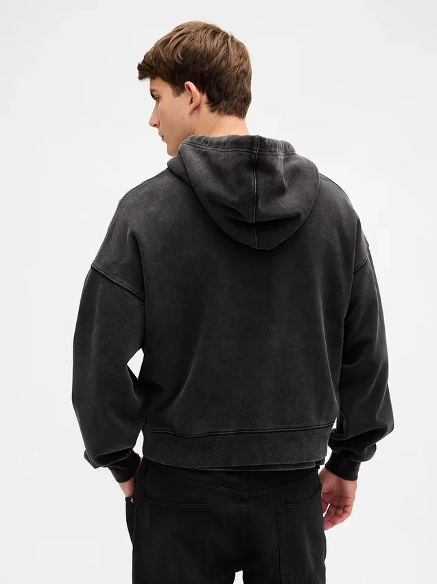 Felpa con cappuccio oversize corta e pesante per adulti