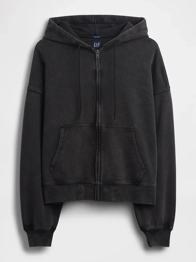 Felpa con cappuccio oversize corta e pesante per adulti