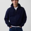 Felpa con cappuccio oversize corta e zip Vintagesoft