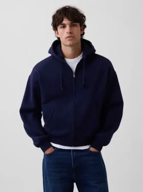 Felpa con cappuccio oversize corta e zip Vintagesoft