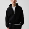 Felpa con cappuccio oversize corta e zip Vintagesoft