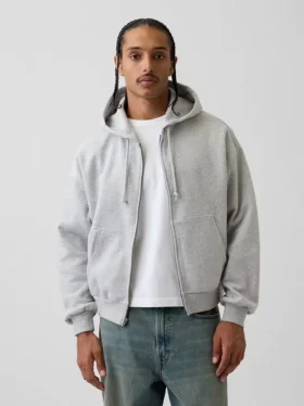 Felpa con cappuccio oversize corta e zip Vintagesoft