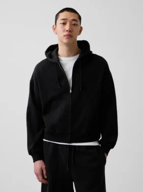 Felpa con cappuccio oversize corta e zip Vintagesoft