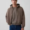 Felpa con cappuccio oversize corta e zip Vintagesoft