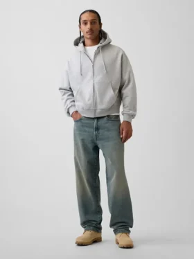 Felpa con cappuccio oversize corta e zip Vintagesoft