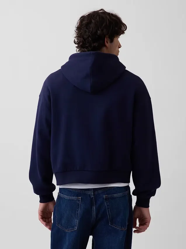 Felpa con cappuccio oversize corta e zip Vintagesoft