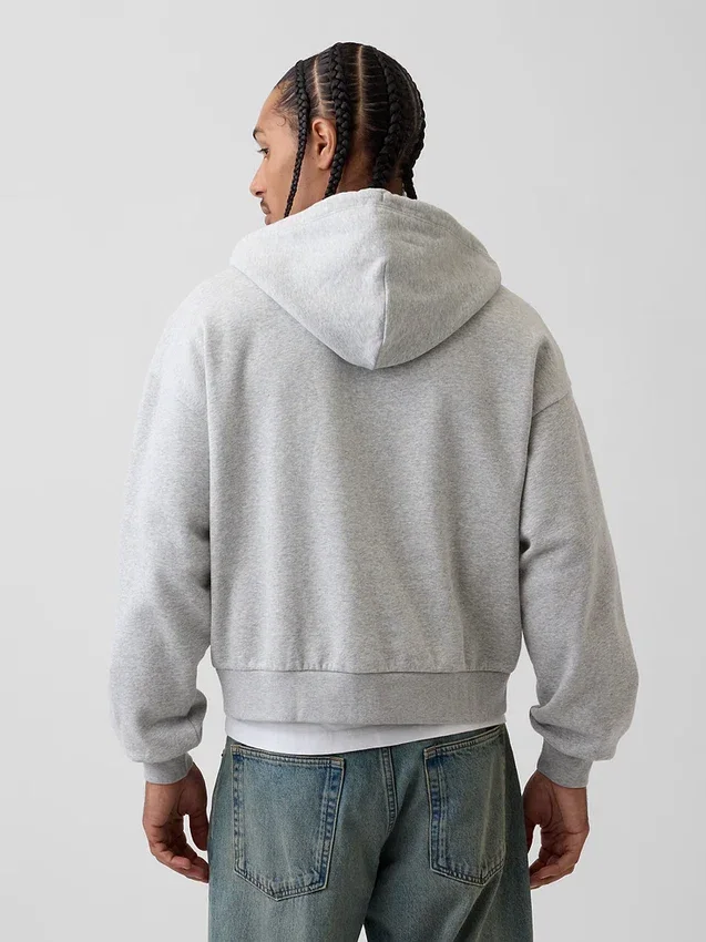 Felpa con cappuccio oversize corta e zip Vintagesoft