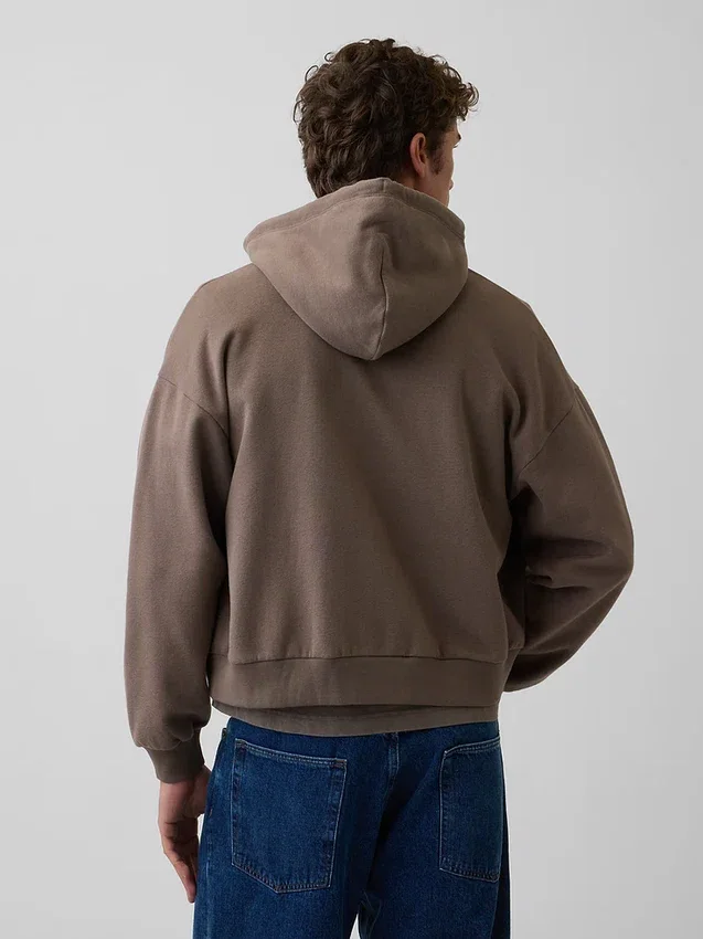Felpa con cappuccio oversize corta e zip Vintagesoft