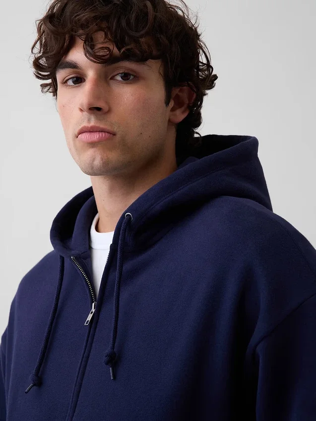 Felpa con cappuccio oversize corta e zip Vintagesoft