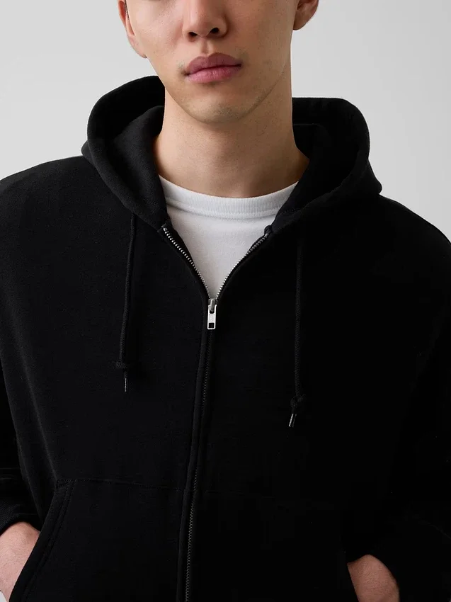 Felpa con cappuccio oversize corta e zip Vintagesoft