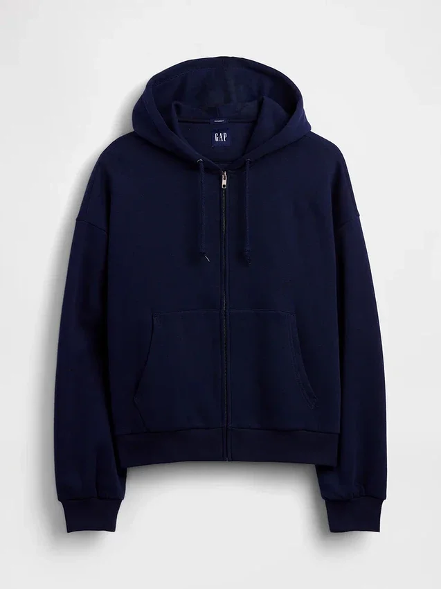 Felpa con cappuccio oversize corta e zip Vintagesoft