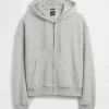 Felpa con cappuccio oversize corta e zip Vintagesoft
