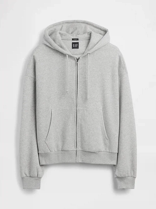 Felpa con cappuccio oversize corta e zip Vintagesoft