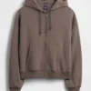 Felpa con cappuccio oversize corta e zip Vintagesoft