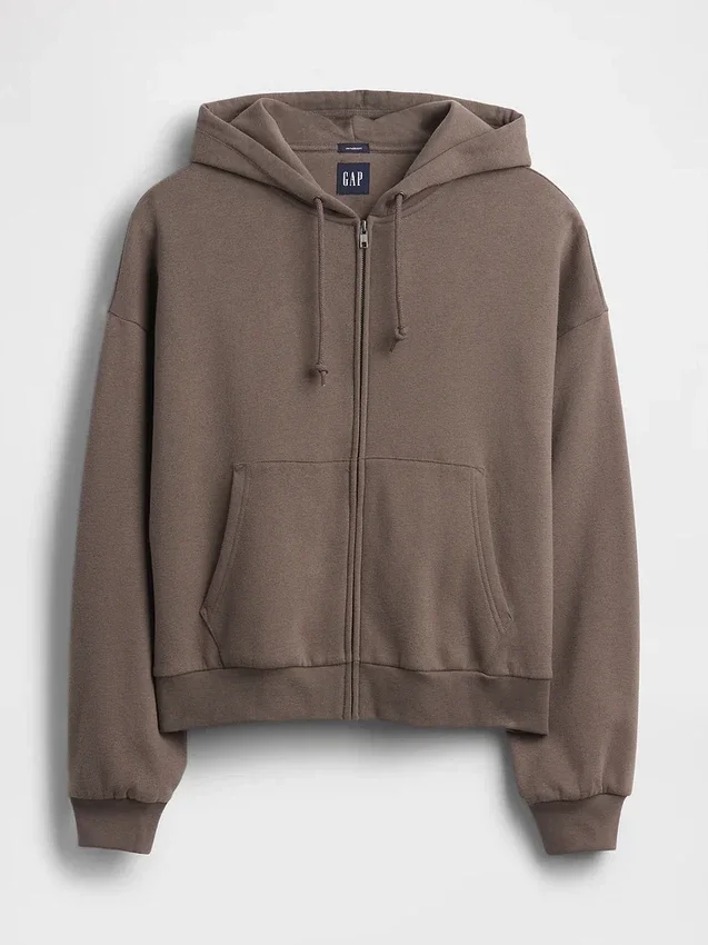 Felpa con cappuccio oversize corta e zip Vintagesoft