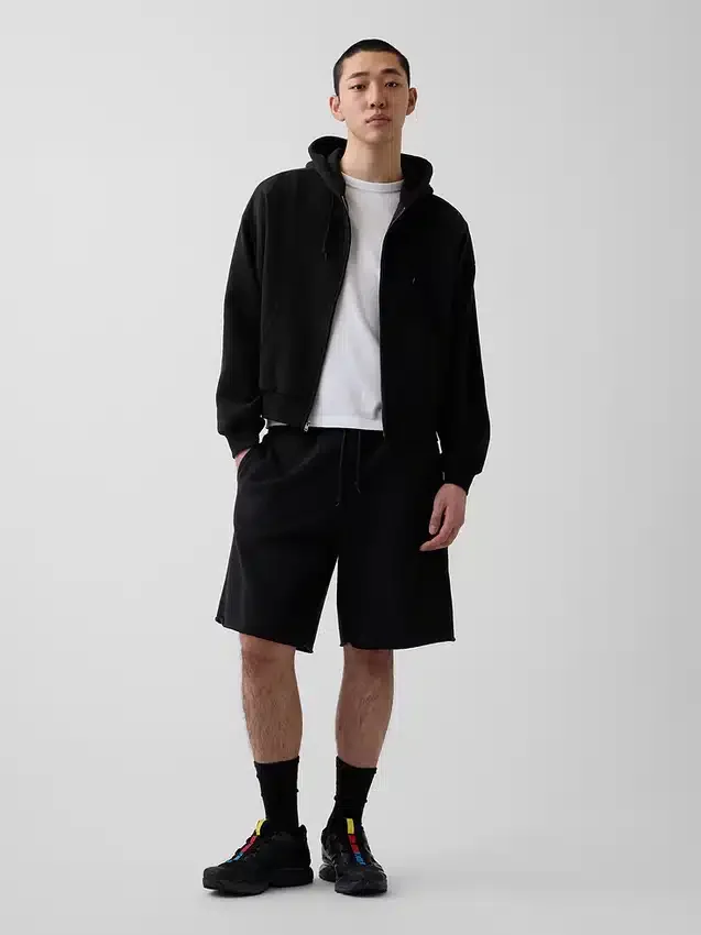 Felpa con cappuccio oversize corta e zip Vintagesoft