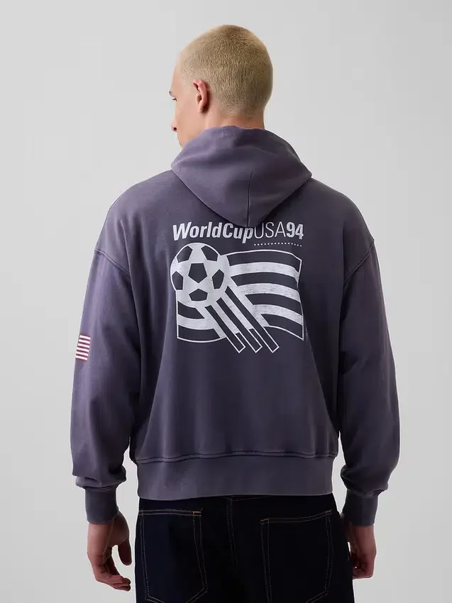 Felpa con cappuccio oversize in felpa Vintagesoft con motivi della Coppa del Mondo FIFA™