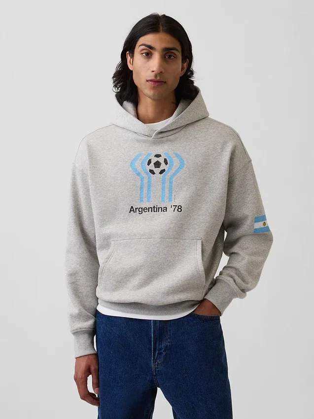 Felpa con cappuccio oversize in felpa Vintagesoft con motivi della Coppa del Mondo FIFA™