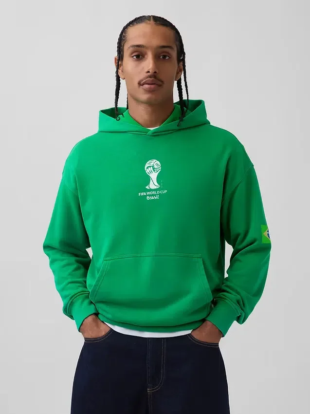 Felpa con cappuccio oversize in felpa Vintagesoft con motivi della Coppa del Mondo FIFA™