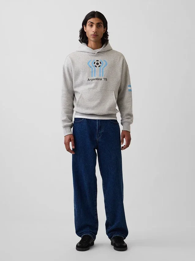 Felpa con cappuccio oversize in felpa Vintagesoft con motivi della Coppa del Mondo FIFA™
