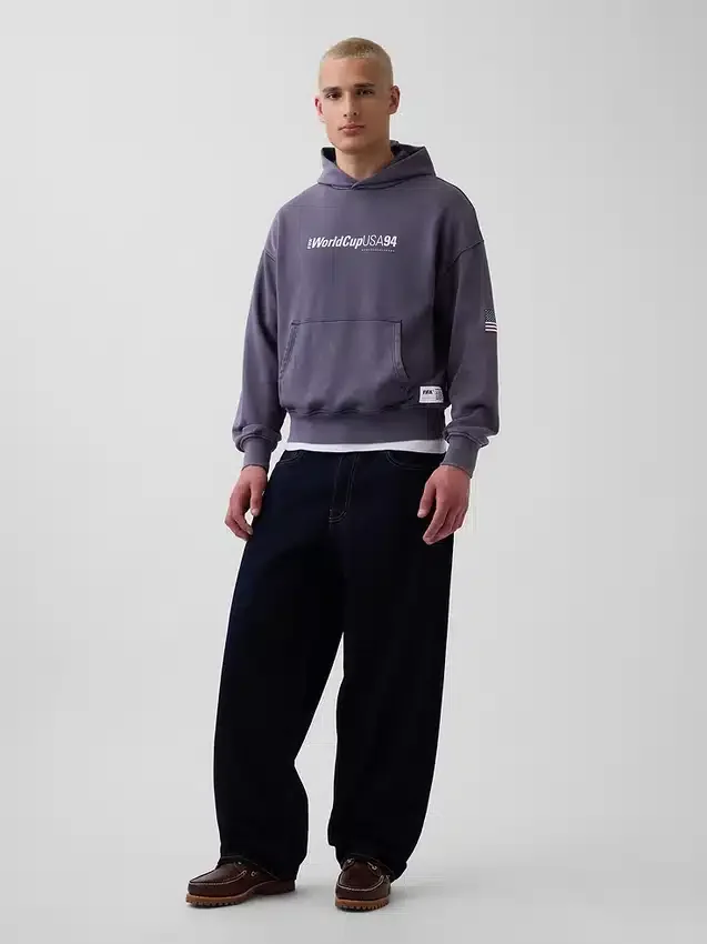 Felpa con cappuccio oversize in felpa Vintagesoft con motivi della Coppa del Mondo FIFA™