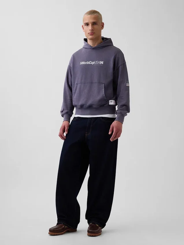 Felpa con cappuccio oversize in felpa Vintagesoft con motivi della Coppa del Mondo FIFA™