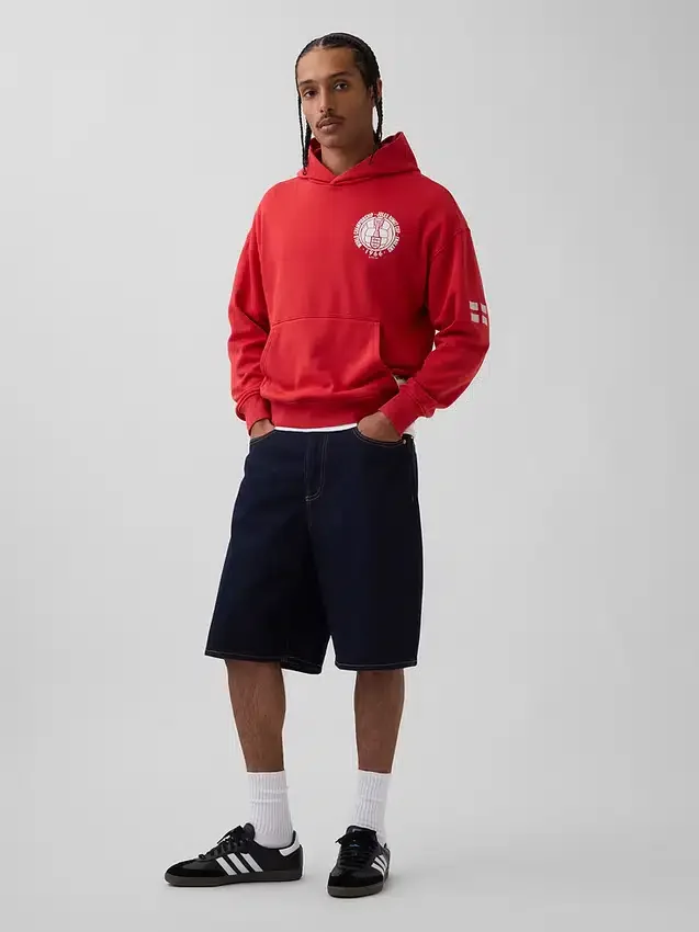 Felpa con cappuccio oversize in felpa Vintagesoft con motivi della Coppa del Mondo FIFA™