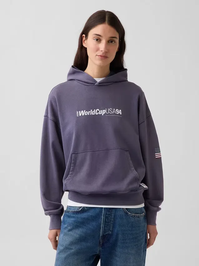 Felpa con cappuccio oversize in felpa Vintagesoft con motivi della Coppa del Mondo FIFA™