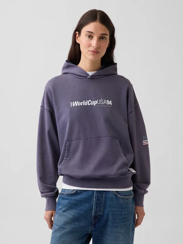 Felpa con cappuccio oversize in felpa Vintagesoft con motivi della Coppa del Mondo FIFA™