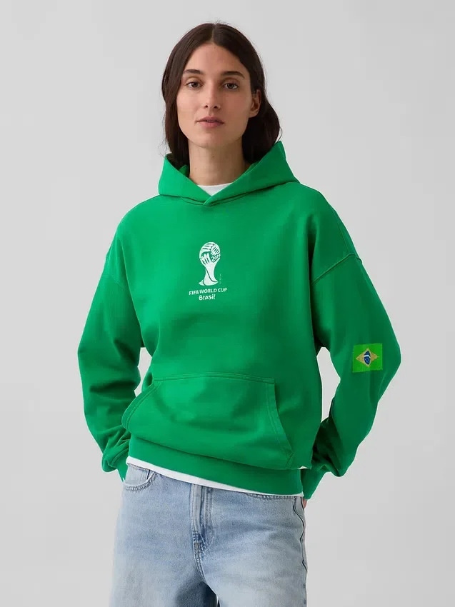 Felpa con cappuccio oversize in felpa Vintagesoft con motivi della Coppa del Mondo FIFA™