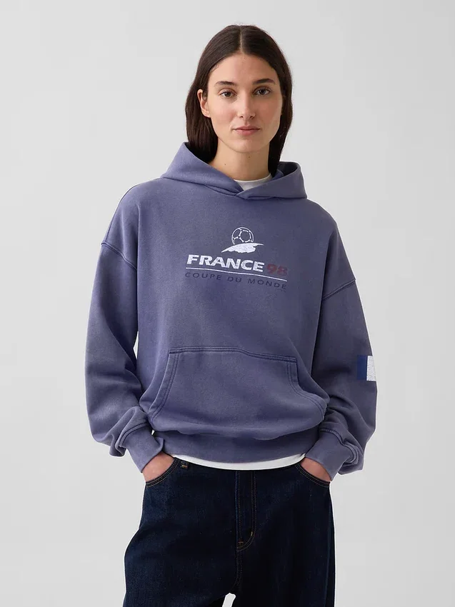 Felpa con cappuccio oversize in felpa Vintagesoft con motivi della Coppa del Mondo FIFA™