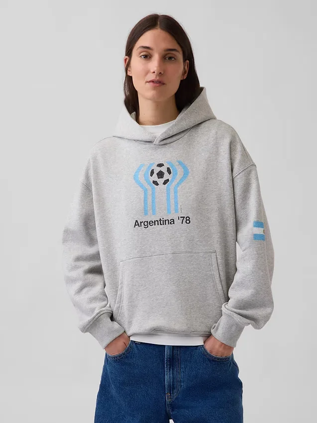 Felpa con cappuccio oversize in felpa Vintagesoft con motivi della Coppa del Mondo FIFA™