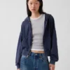 Felpa con cappuccio oversize in felpa Vintagesoft con zip a cuneo