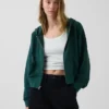 Felpa con cappuccio oversize in felpa Vintagesoft con zip a cuneo