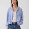 Felpa con cappuccio oversize in felpa Vintagesoft con zip a cuneo
