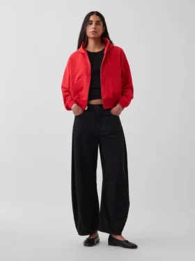 Felpa con cappuccio oversize in felpa Vintagesoft con zip a cuneo