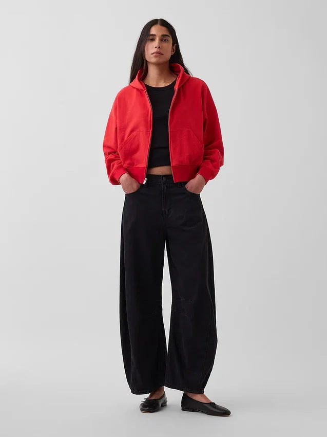 Felpa con cappuccio oversize in felpa Vintagesoft con zip a cuneo