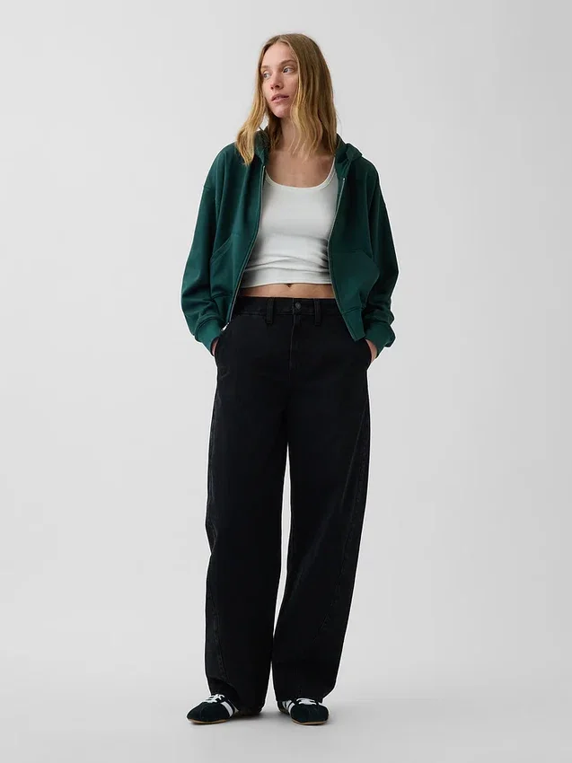 Felpa con cappuccio oversize in felpa Vintagesoft con zip a cuneo