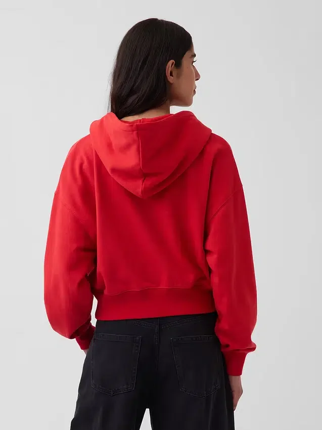 Felpa con cappuccio oversize in felpa Vintagesoft con zip a cuneo