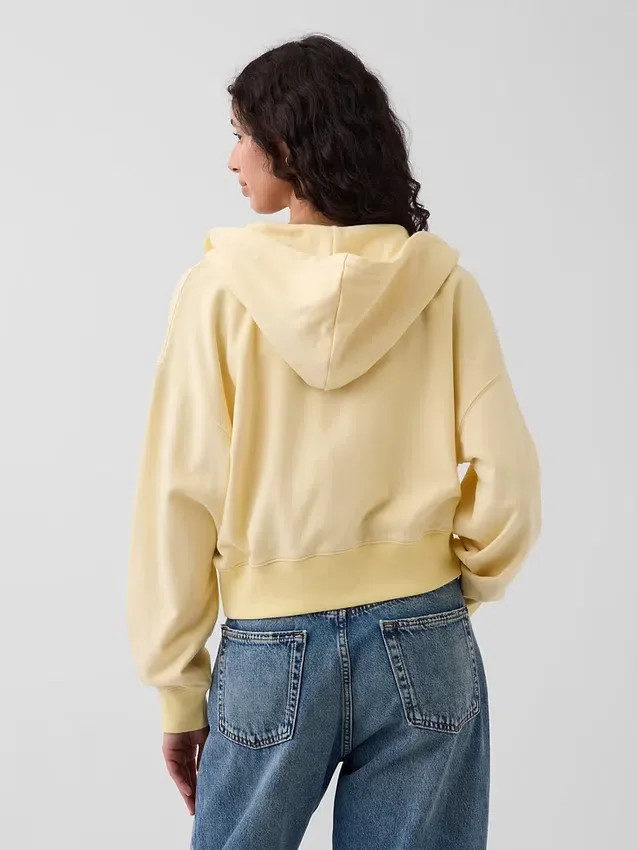 Felpa con cappuccio oversize in felpa Vintagesoft con zip a cuneo