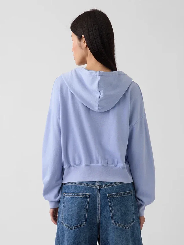 Felpa con cappuccio oversize in felpa Vintagesoft con zip a cuneo