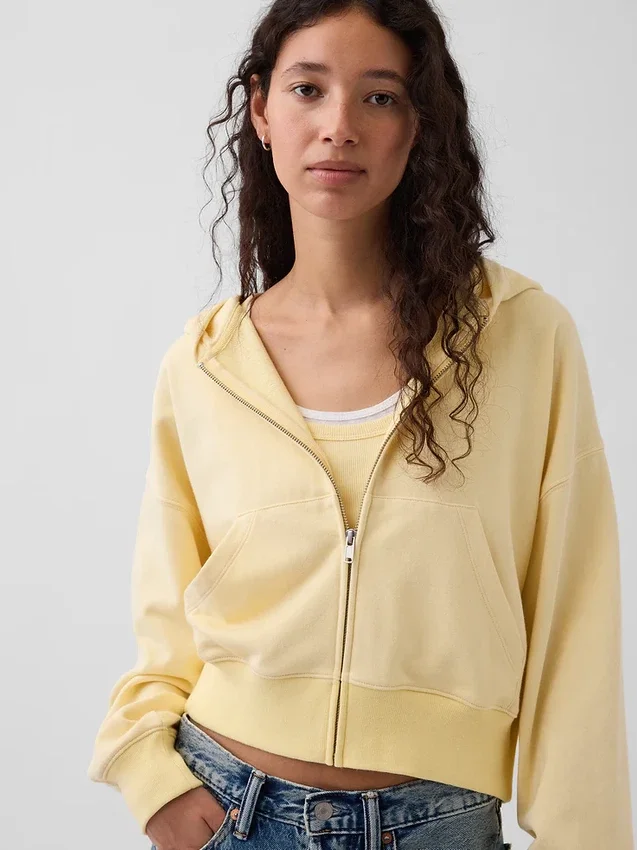 Felpa con cappuccio oversize in felpa Vintagesoft con zip a cuneo