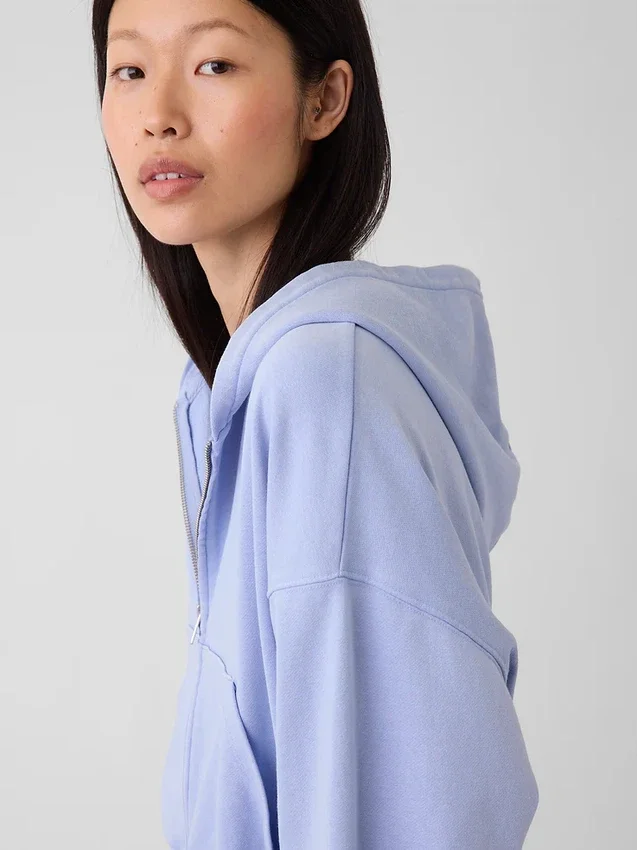 Felpa con cappuccio oversize in felpa Vintagesoft con zip a cuneo